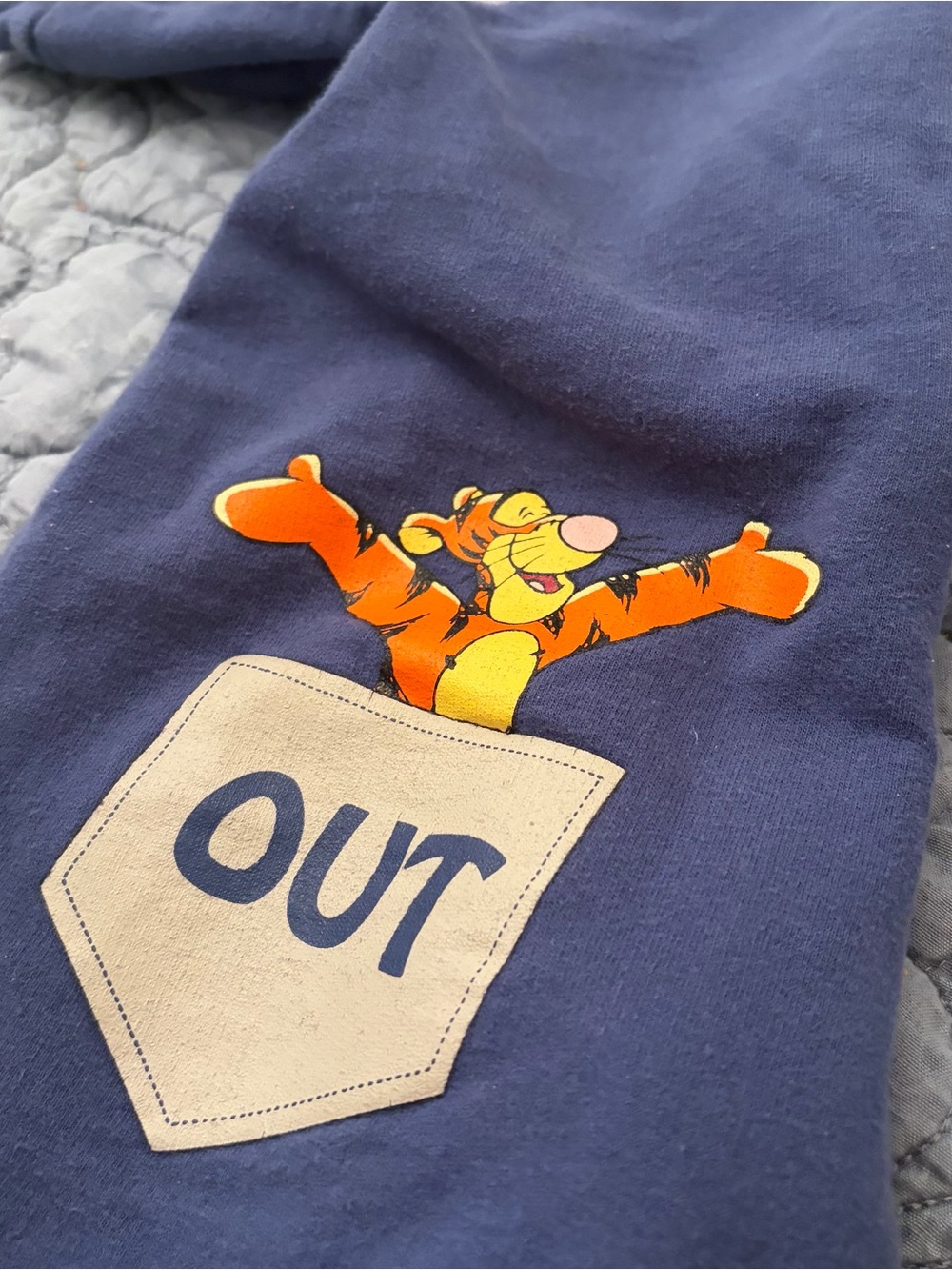 Vintage Disney Pooh Kids Navy Tigger Pocket One-Piece Romper - Picture 4 of 6